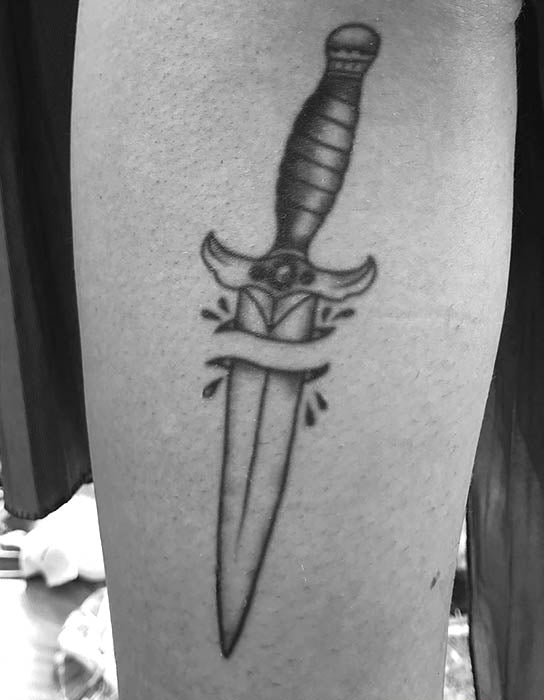 Prison Dagger Through Skin (Large) tattoo – Tattooed Now !